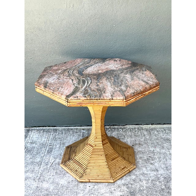 Vintage Sculptural Pencil Reed and Stone Table For Sale - Image 4 of 11