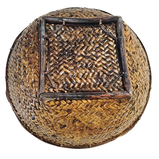 Vintage Mid-Century Philippine Tribal Labba Woven Grain Basket Bowl Centerpiece For Sale - Image 9 of 15