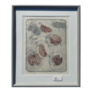 "Floating Leaves" Collograph by Laura Ames 1984 For Sale