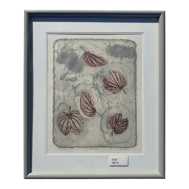 "Floating Leaves" Collograph by Laura Ames 1984 For Sale