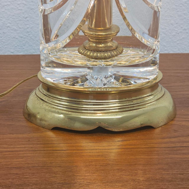 Waterford Crystal Overture Hurricane Table Lamp With Brass Base 11.5" For Sale - Image 13 of 15