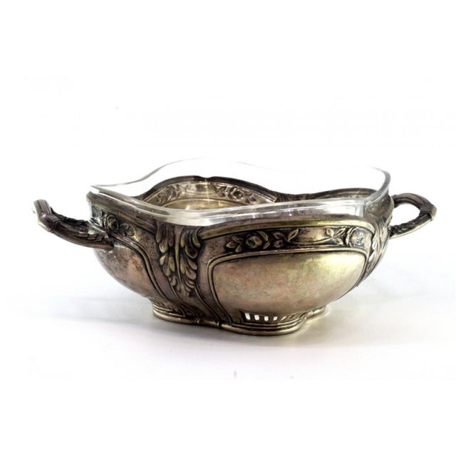 Metal Silver Fruit Bowl with Reliefs and Cutouts For Sale - Image 7 of 8