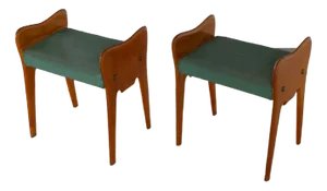 Wooden Benches in the Style of Ico Parisi, 1950s, Set of 2