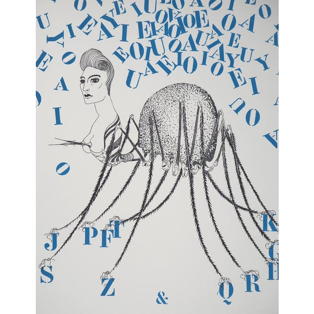 Mid-Century Modern Félix Labisse, The Tarantula of Letters, 1974, Original Lithograph For Sale - Image 3 of 6