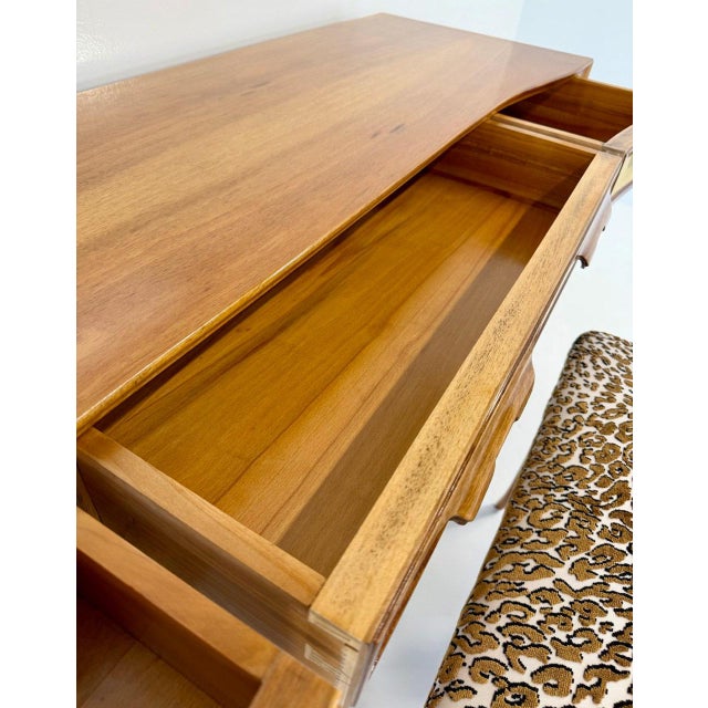 Italian Walnut and Galuchat Vanity with Stool in the style of Gio Ponti, 1940s, Set of 2 For Sale - Image 14 of 16