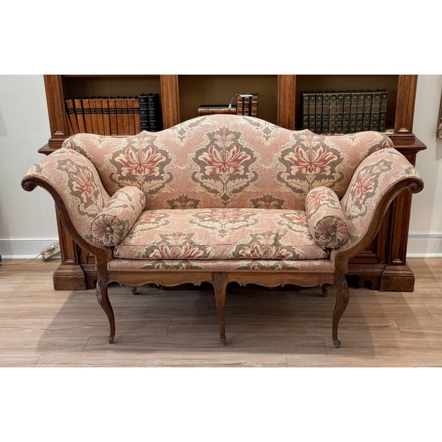 Italian 19th Century Italian Walnut Settee With Scrolled Arms For Sale - Image 3 of 17