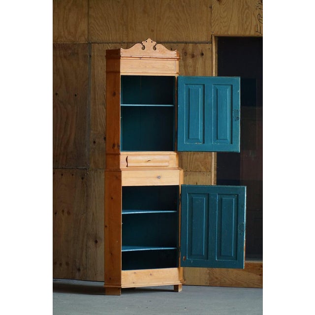 Wood Antique Two-Part Pine Corner Cabinet For Sale - Image 7 of 18