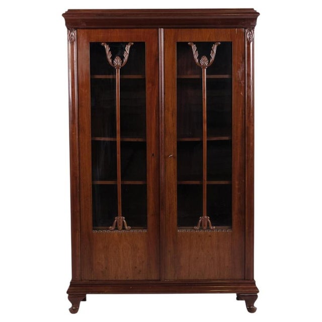 Display Cabinet in Hand-Polished Mahogany with Glass Doors, 1900 For Sale - Image 11 of 11