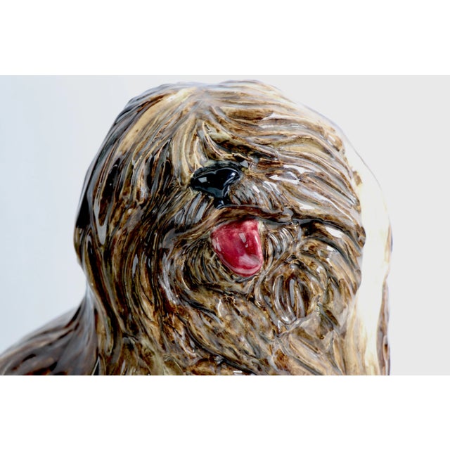 Brown Glazed Majolica Ceramic Pekingese Dog Figure For Sale - Image 8 of 9