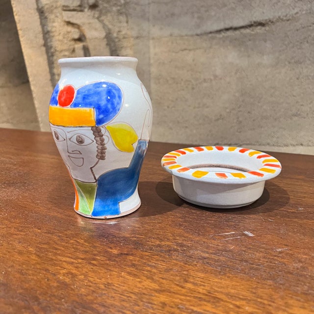 Mid-Century Modern 1960s Giovanni Desimone Italian Pottery Set Vase and Plate Italy For Sale - Image 3 of 11