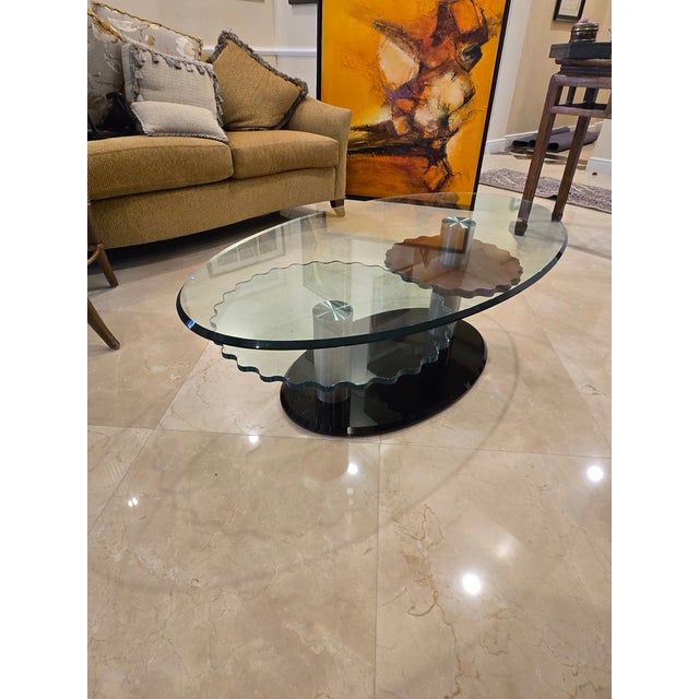 Postmodern Late 20th Century Attributed to Roche Bobpois Cog Wheel Coffee Table Unsigned For Sale - Image 3 of 11