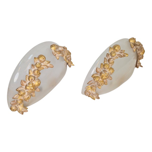 Vintage Bowl Wall Lamps in Goldleaf Murano Glass, Italy, 1970s, Set of 2 For Sale