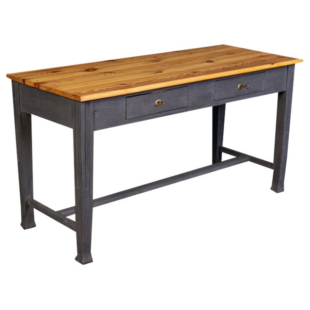 Vintage Table Desk in Oak and Pine For Sale