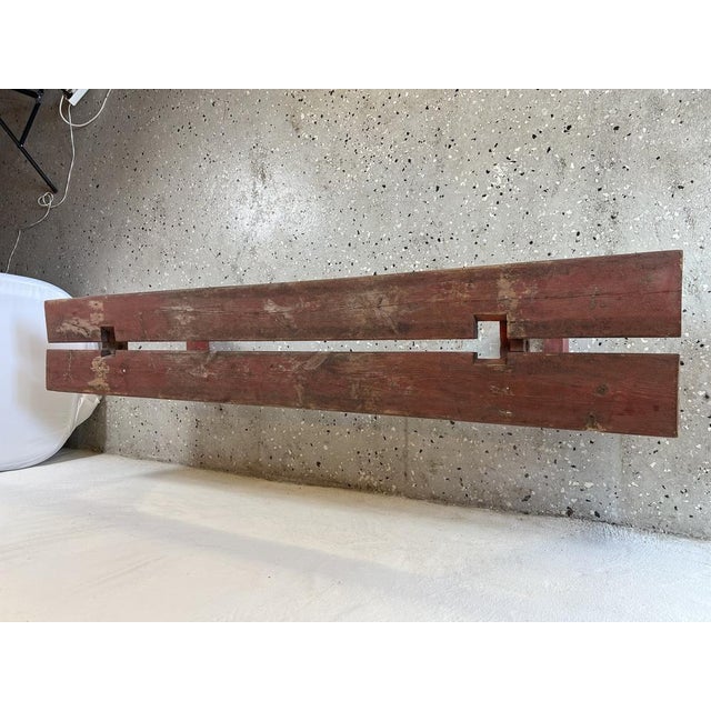 Earls 20th Century Rustic Swedish Wood Bench with Patinated Red For Sale - Image 6 of 18