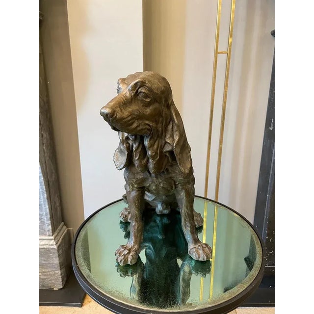 Brown Vintage Dog Sculpture in Bronze, 1950 For Sale - Image 8 of 9