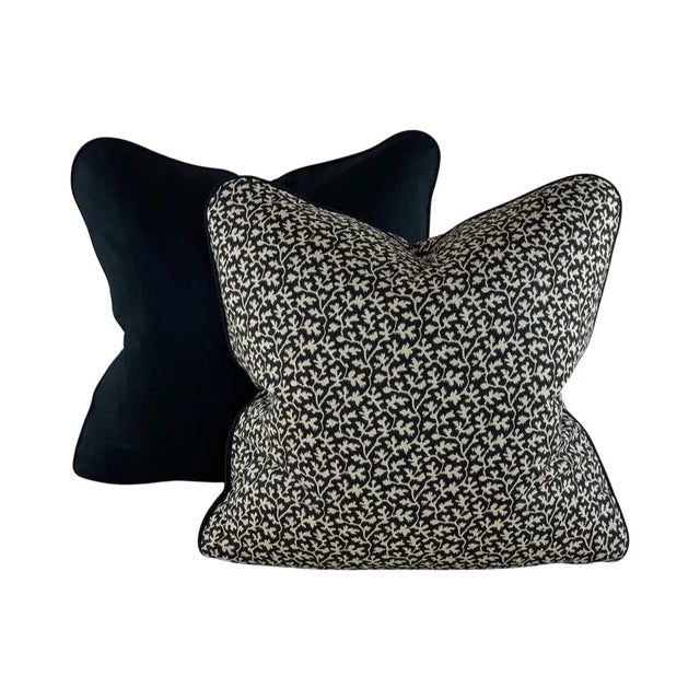 Black P. Kaufmann Waverly Black Solid Cotton Pillow Covers- a Pair For Sale - Image 8 of 9