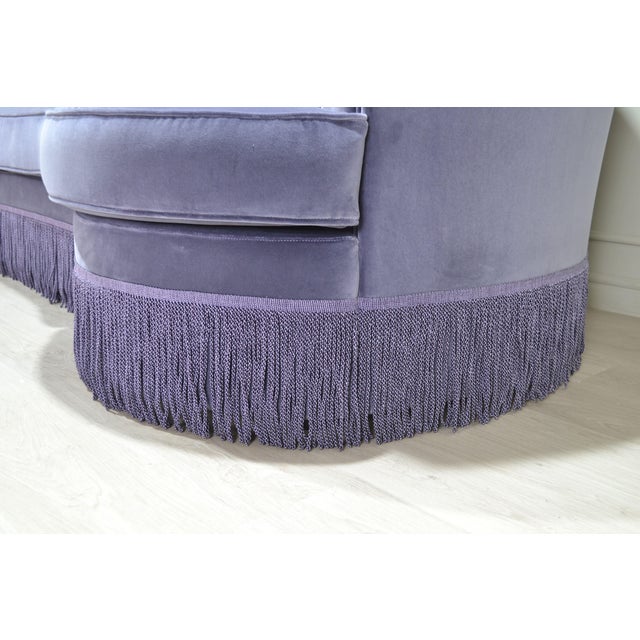 Not Yet Made - Made To Order Indigo Velvet Tufted Sofa with Fringe by Dorothy Draper For Sale - Image 5 of 7