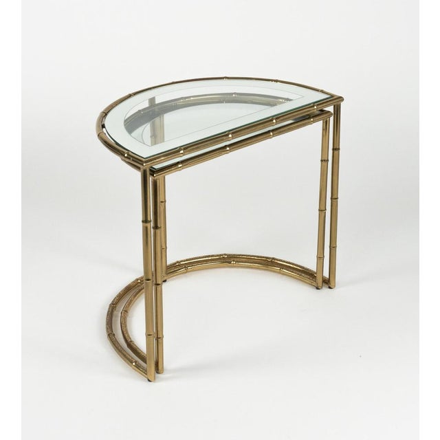 Mid-Century Modern Brass and Glass Nesting Tables, 1970s, Set of 2 For Sale - Image 10 of 18