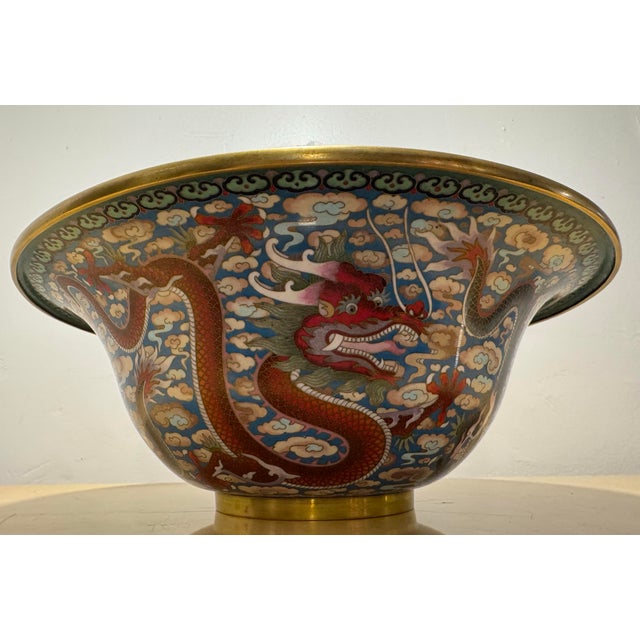Imperial Chinese Five Clawed Dragon Motif Cloisonné Bowl For Sale - Image 12 of 12