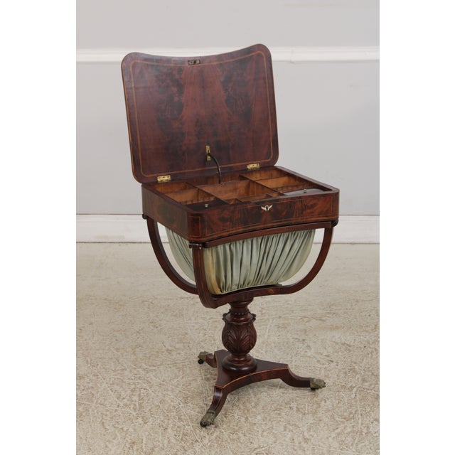 Wood Antique English 19th Century Mahogany Sewing Work Table For Sale - Image 7 of 18