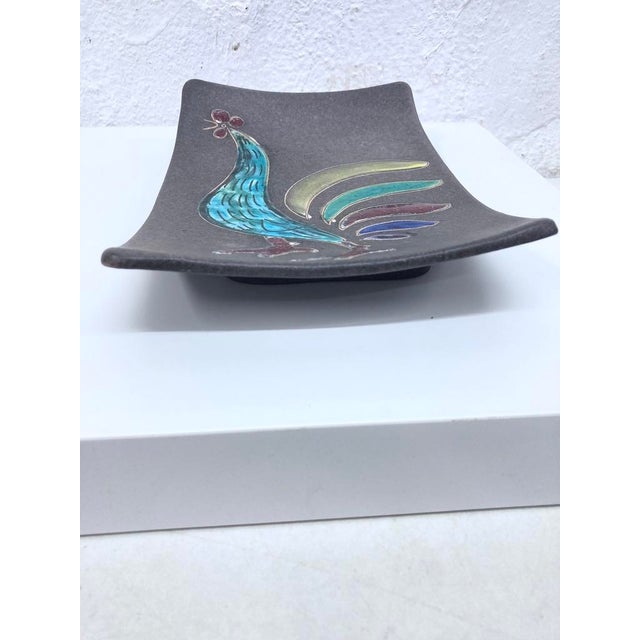 Mid-Century Modern Swiss Studio Ceramic Wall Plate with Rooster Motif by Hugo Köhler Biel, 1950s For Sale - Image 3 of 10