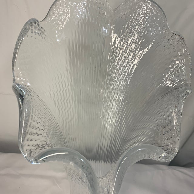 Mid-Century Modern Heavy C. 1950s Clear Glass Handkerchief Vase 12” For Sale - Image 3 of 7