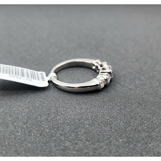 Metal 0.50 Ct Half Bezel-Set Diamond Ring Size 6 For Sale - Image 7 of 9
