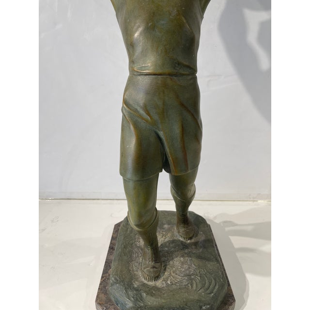 Army Green 1940s Art Deco Period Bronzed Patina Male Athlete For Sale - Image 8 of 9