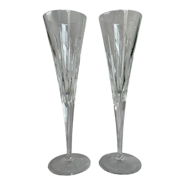 Late 20th Century Reed and Barton Soho Collection Crystal Champagne Flutes- a Pair For Sale