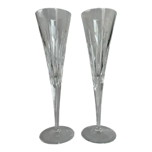 Late 20th Century Reed and Barton Soho Collection Crystal Champagne Flutes- a Pair