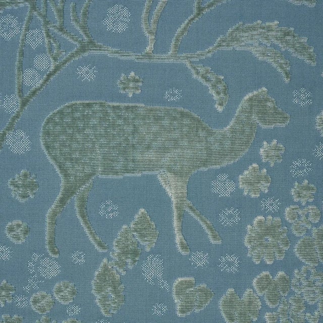 Art Deco Sample - Schumacher Arbor Forest Fabric in Slate Blue For Sale - Image 3 of 4