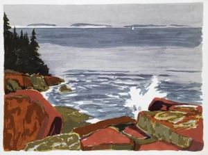 Rocky Shore, Joseph A. Fiore Lithograph