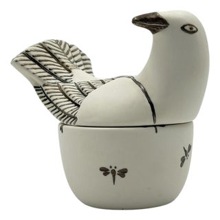 Emilia Castillo Taxco Porcelain & Pure Silver Dove Jewelry Box, Mexican Modern For Sale