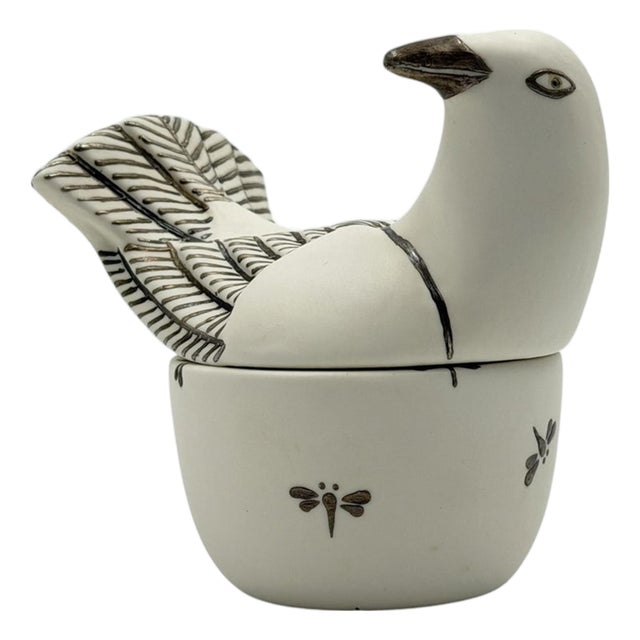 Emilia Castillo Taxco Porcelain & Pure Silver Dove Jewelry Box, Mexican Modern For Sale