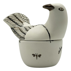 Emilia Castillo Taxco Porcelain & Pure Silver Dove Jewelry Box, Mexican Modern