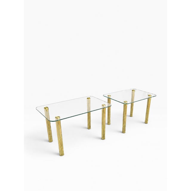 Pace Collection Pair of 1980s Pace Collection Glass Top Side Tables With Brass Legs – Made in Italy For Sale - Image 4 of 14