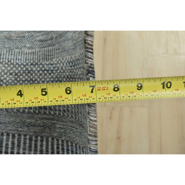 Fine Contemporary Rug 8'2'' X 10'2'' Blue Ivory Wool Hand-Knotted Carpet For Sale - Image 11 of 12