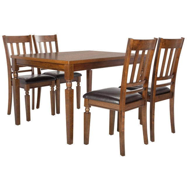 Wood Traditional Dining Set in Light Oak & Black - 5 Pieces For Sale - Image 7 of 7