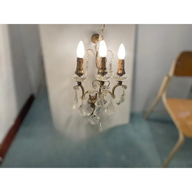 Large Crystal Sconces, 1960s, Set of 3 For Sale - Image 9 of 10