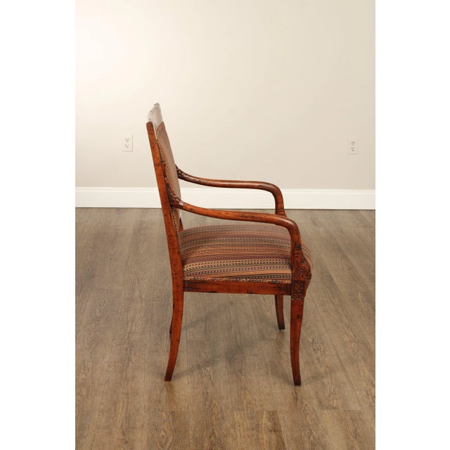 Wood French Empire Style Carved Frame Armchair For Sale - Image 7 of 12