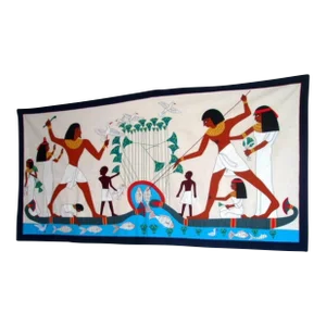 Handmade Egyptian Tapestry Khayamiya Marsh Scene on the Nile