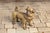 Tan Vintage English Standing Pug Composition Sculpture with Glass Eyes and Collar For Sale - Image 8 of 12