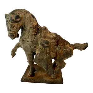 Vintage Cast Iron Chinese Tang Dynasty Horse Sculpture
