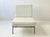 Wrought iron outdoor lounge chair with white vinyl cushions, 1950s . In the style of Pacific Iron Works chairs, but...