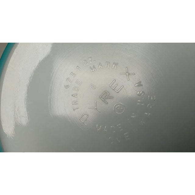 Glass Vintage Pyrex Turquoise "Amish Butterprint" Cinderella Nesting Bowls & Fridgies - 7 pcs For Sale - Image 7 of 12
