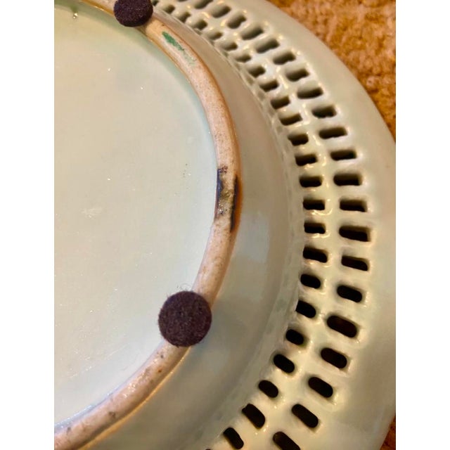 1970s Chinese Famille Rose Porcelain Dragon Dish With Reticulated Edge For Sale - Image 10 of 11