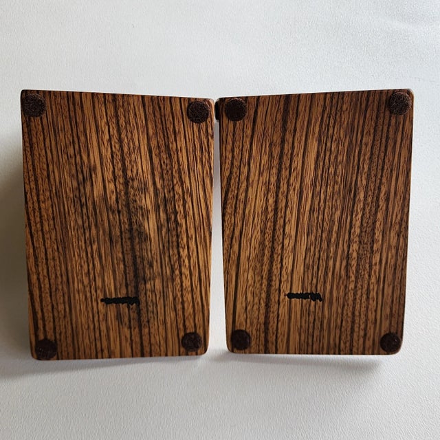 Vintage 80's Inlaid Wood Mosaic Bookends by Wildwood, Set of Two For Sale In Houston - Image 6 of 8
