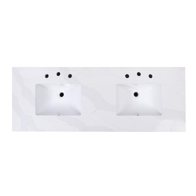 Brady 60 in. W Wood & Quartz Double Sink Bathroom Vanity, Light Natural For Sale - Image 11 of 11
