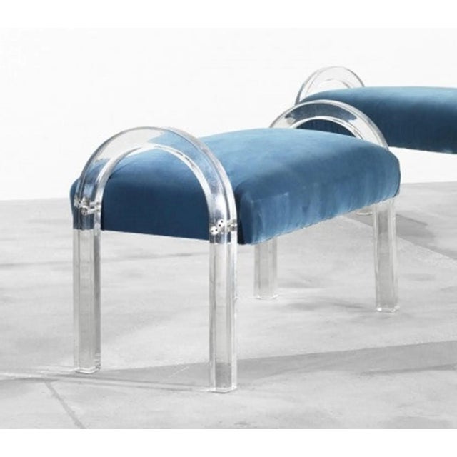 Charles Hollis Jones 1970s Lucite Arched Benches by Charles Hollis Jones - A Pair For Sale - Image 4 of 5
