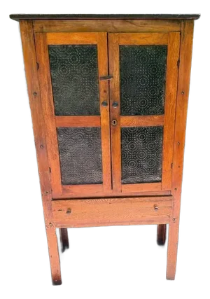 Antique Early American Primitive Rustic Style Pie Safe Punched 4 Tin Cabinet Cupboard W/ Drawer